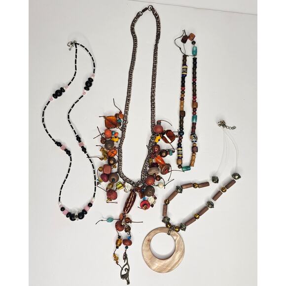 NECKLACE Shell Bead Bundle Lot 4 Abalone Gift - Picture 1 of 4